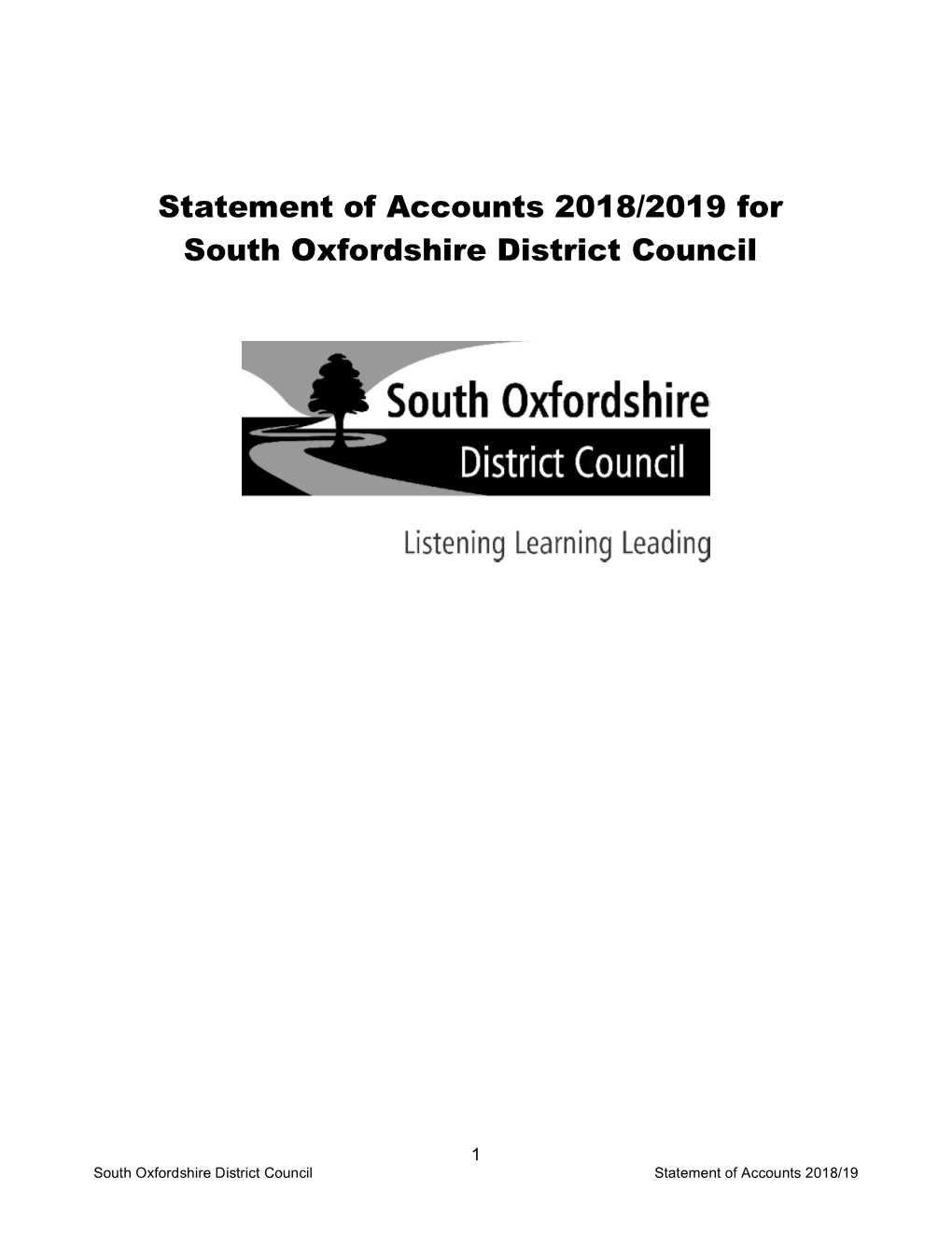 Statement of Accounts 2018/2019 for South Oxfordshire District Council