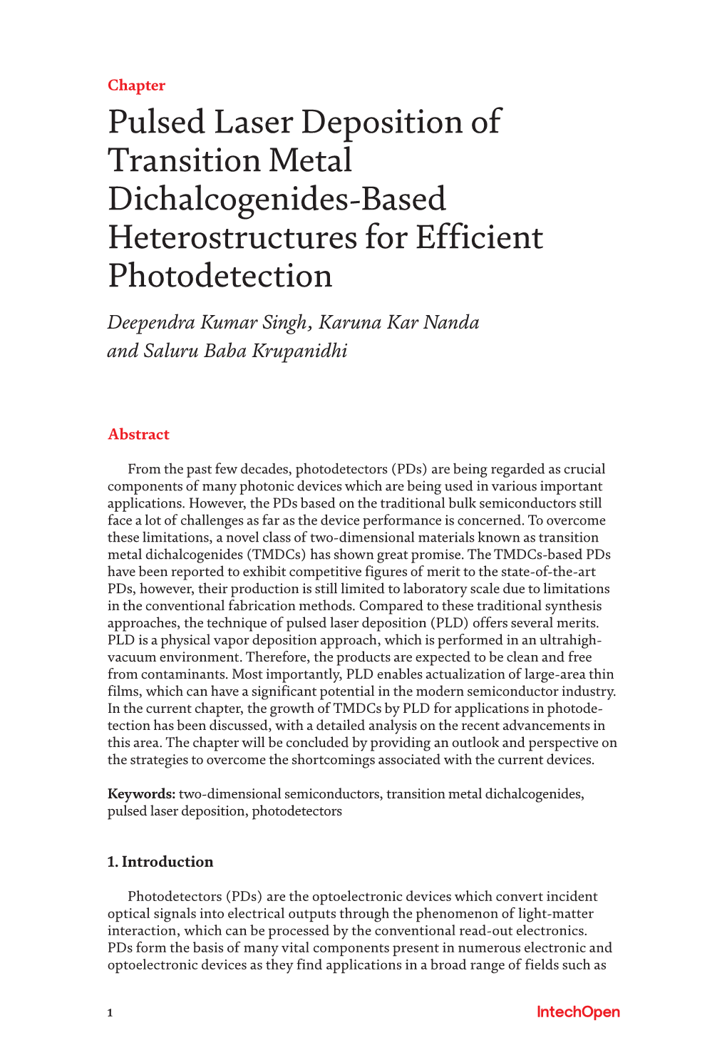 Pulsed Laser Deposition of Transition Metal Dichalcogenides-Based Heterostructures for Efficient Photodetection