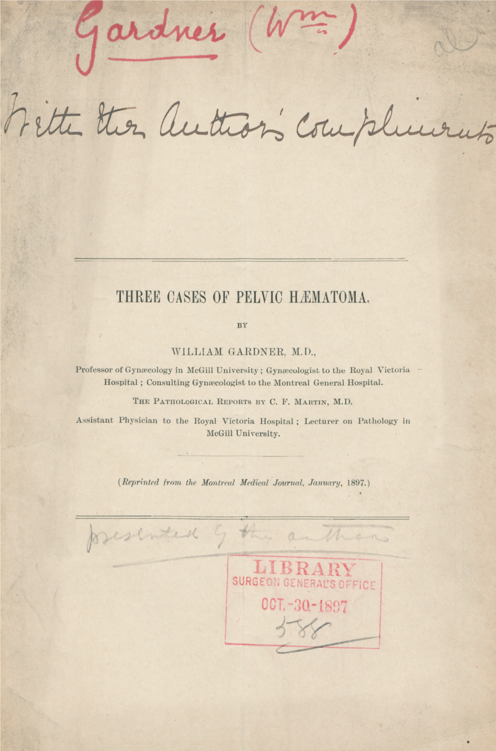 Three Cases of Pelvic Hæmatoma