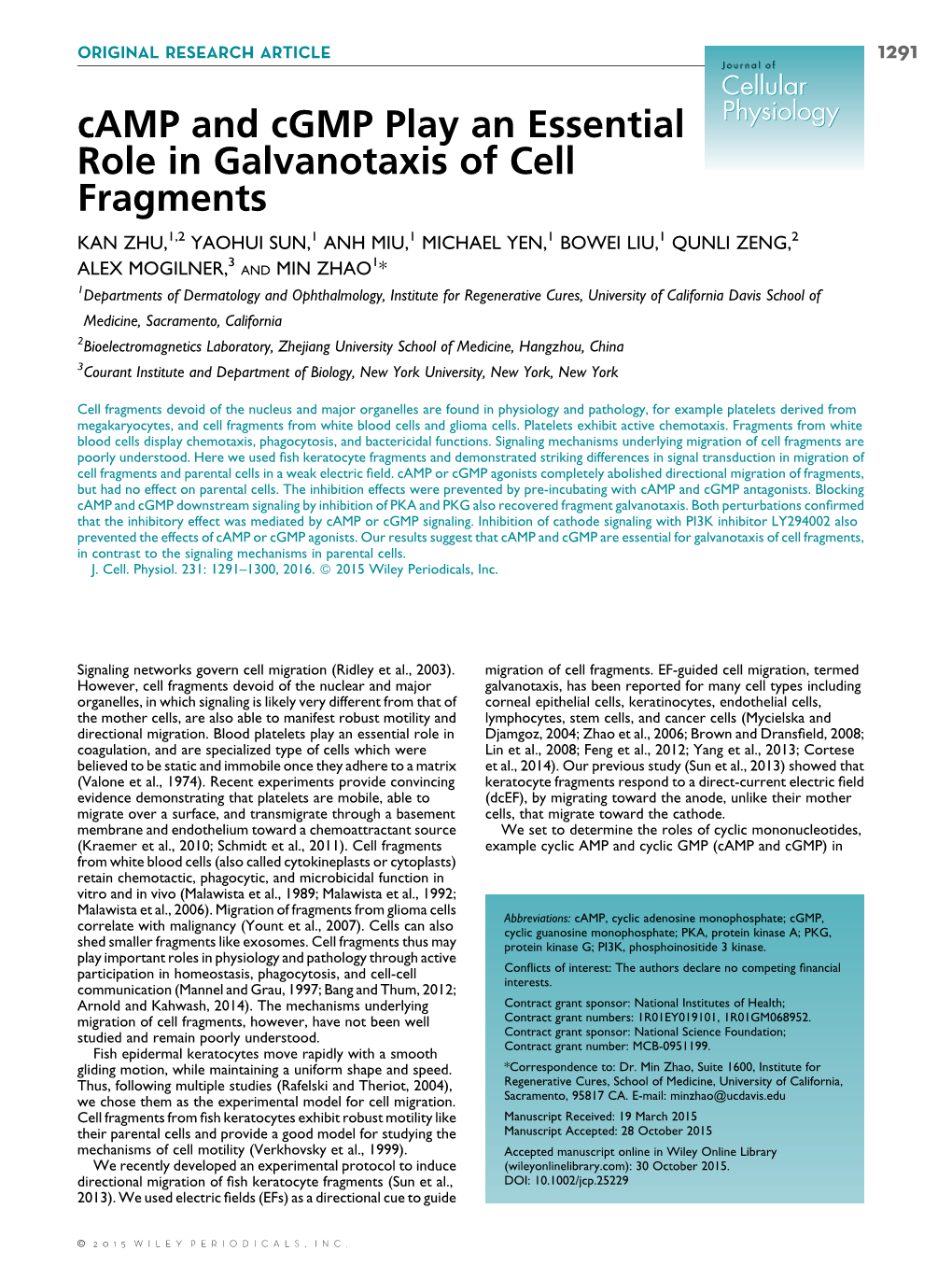 Camp and Cgmp Play an Essential Role in Galvanotaxis of Cell