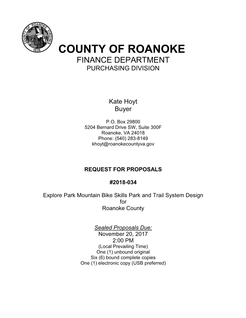 County of Roanoke Finance Department Purchasing Division