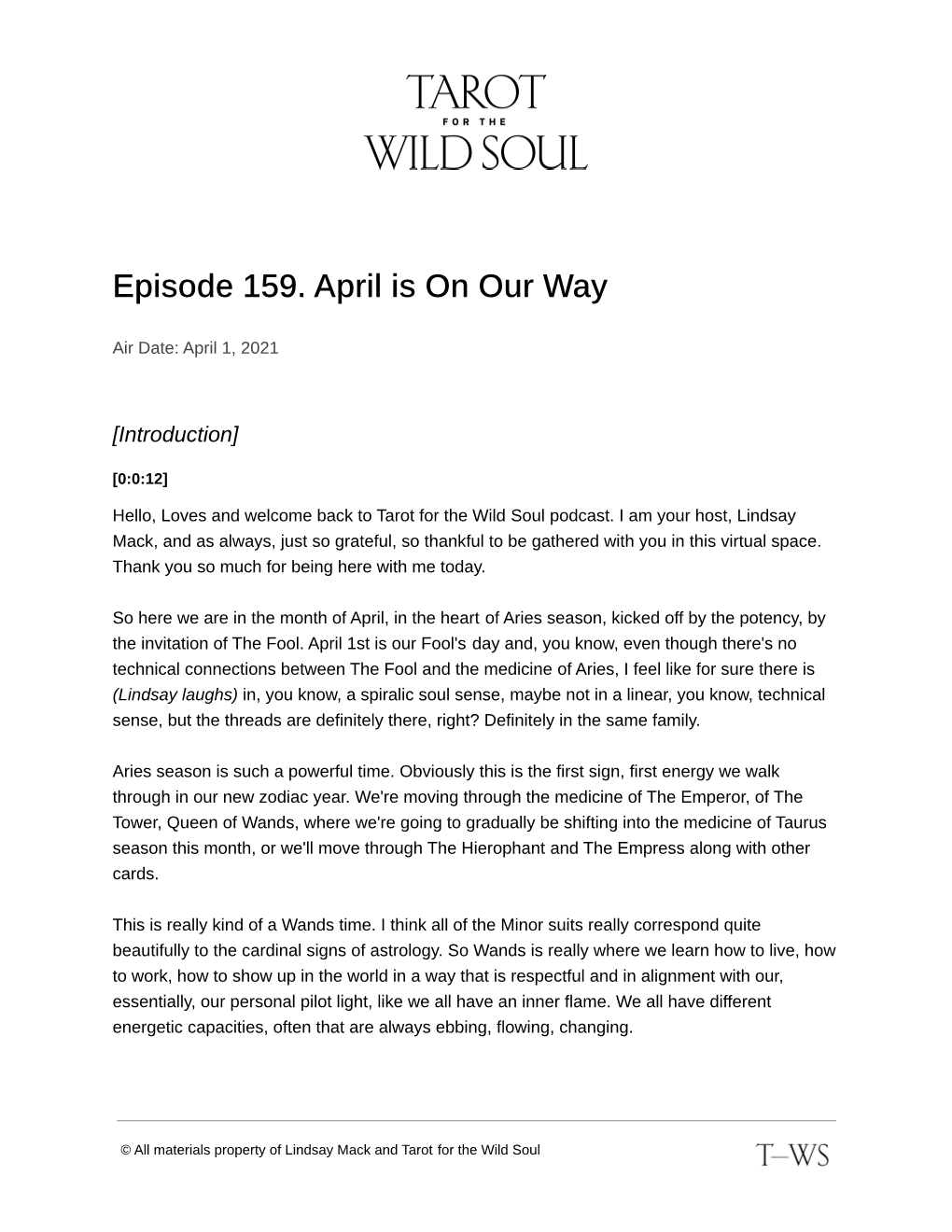 Episode 159. April Is on Our Way