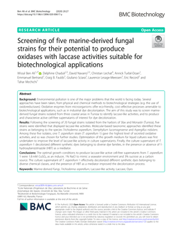 Screening of Five Marine-Derived Fungal Strains for Their Potential To