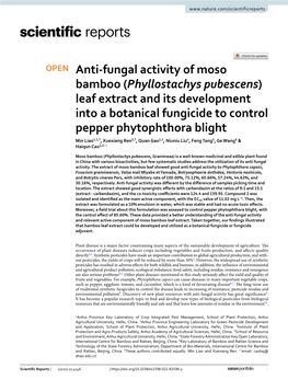 Anti-Fungal Activity of Moso Bamboo Leaf Extract