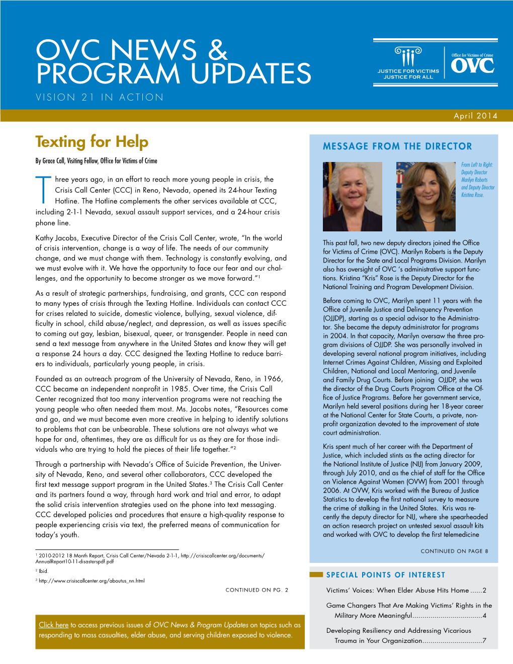 OVC News & Program Updates, April 2014