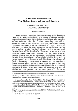 The Naked Body in Law and Society