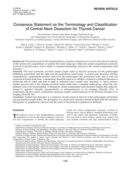 Consensus Statement on the Terminology and Classification Of