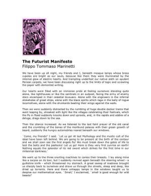 Futurist Manifesto Filippo Tommaso Marinetti