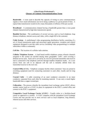 Glossary of Common Telecommunications Terms