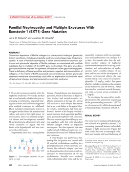 Familial Nephropathy and Multiple Exostoses with Exostosin-1 (EXT1) Gene Mutation