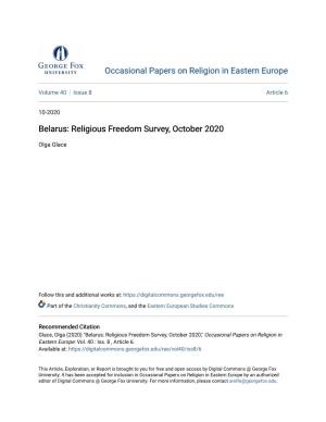 Religious Freedom Survey, October 2020