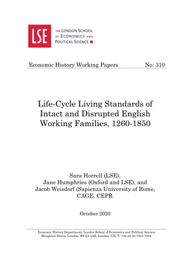 Life-Cycle Living Standards of Intact and Disrupted English Working