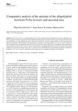 Comparative Analysis of the Structure of the Allopolyploid Liverwort Pellia Borealis and Ancestral Taxa