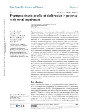 Pharmacokinetic Profile of Defibrotide in Patients with Renal Impairment