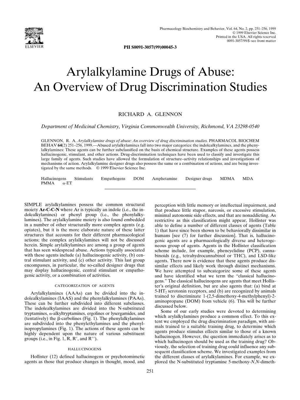 Arylalkylamine Drugs of Abuse: an Overview of Drug Discrimination Studies