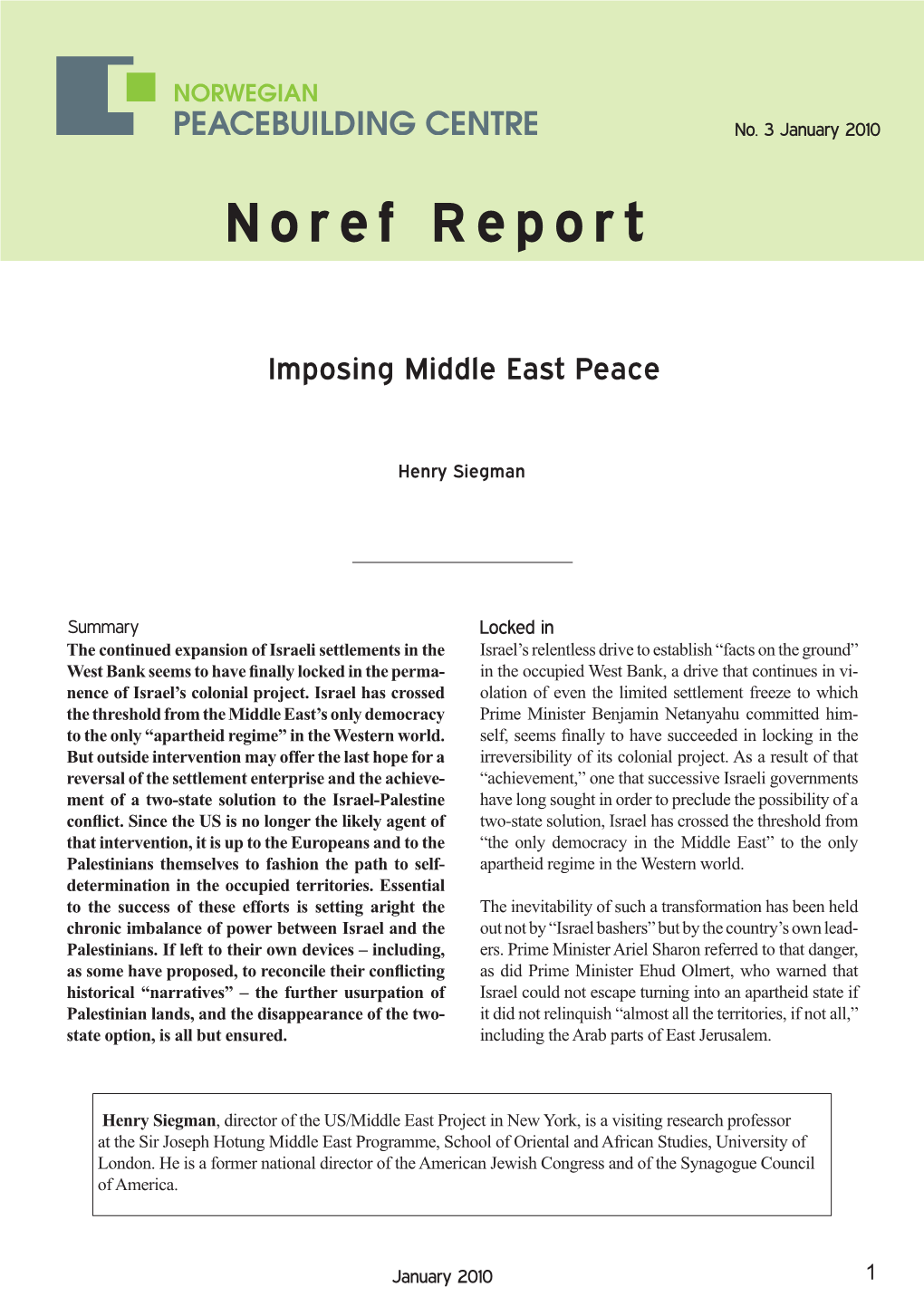 Imposing Middle East Peace