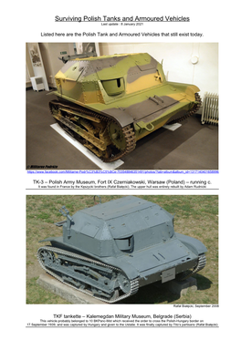 Polish Tanks and Armoured Vehicles Last Update : 8 January 2021