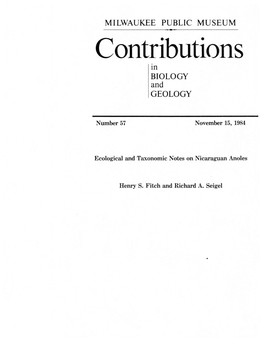 Contributions in BIOLOGY and GEOLOGY