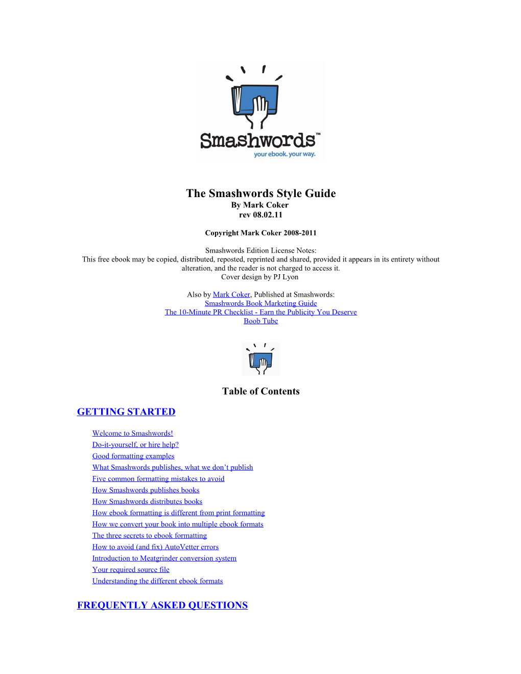 Smashwords Style Guide by Mark Coker Rev 08.02.11