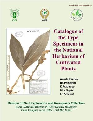 Catalogue of the Type Specimens in the National Herbarium of Cultivated Plants