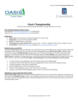Oasis Championship the Old Course at Broken Sound | Boca Raton, Florida | February 8-10, 2019