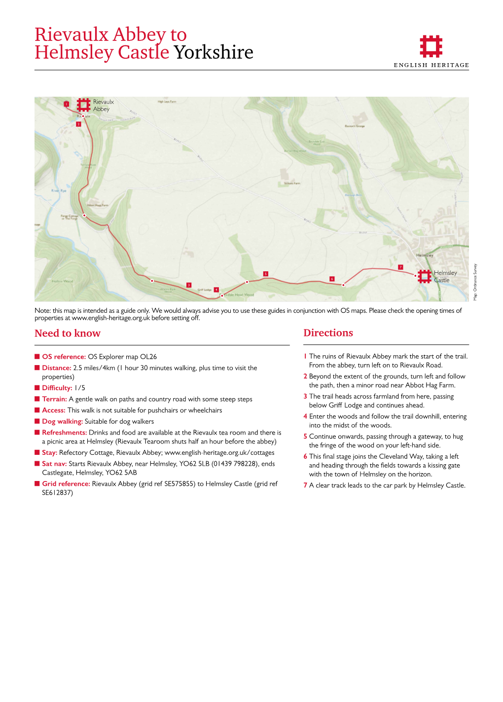 Rievaulx Abbey to Helmsley Castle Yorkshire