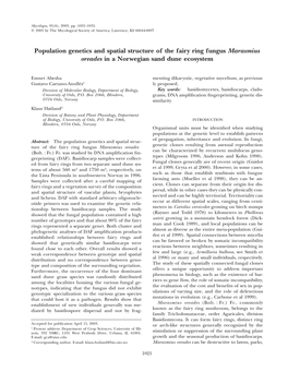 Population Genetics and Spatial Structure of the Fairy Ring Fungus Marasmius Oreades in a Norwegian Sand Dune Ecosystem