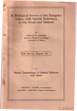 Cooper a Biological Survey of the Rangeley Lakes.Pdf