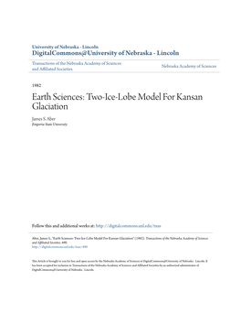 Earth Sciences: Two-Ice-Lobe Model for Kansan Glaciation James S