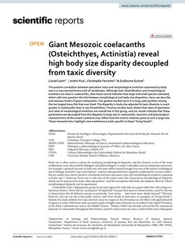 Giant Mesozoic Coelacanths (Osteichthyes, Actinistia)