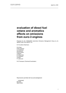 Evaluation of Diesel Fuel Cetane and Aromatics Effects on Emissions from Euro-3 Engines