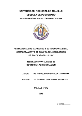 Universidad Nacional De Trujillo Escuela De Postgrado Programa De Doctorado En Administración