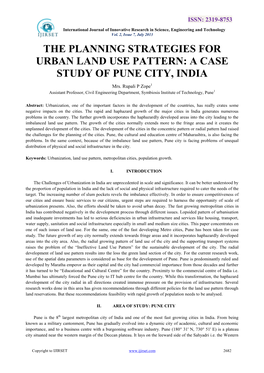 The Planning Strategies for Urban Land Use Pattern: a Case Study of Pune City, India