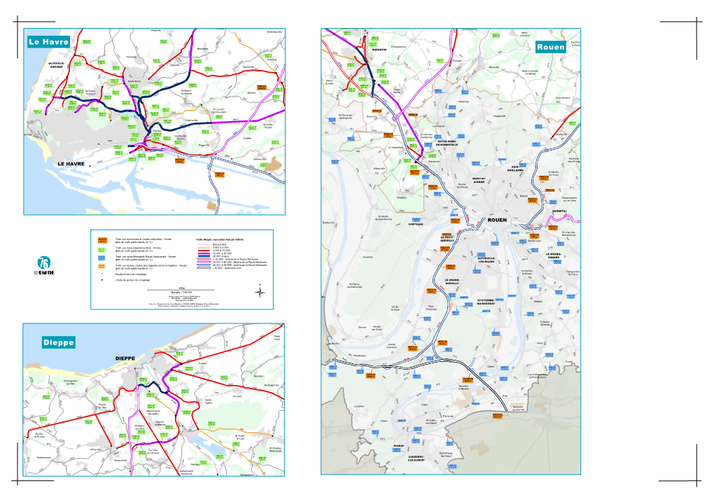 Carte Zoom Sur L'agglomération De Rouen, Le Havre Et Dieppe