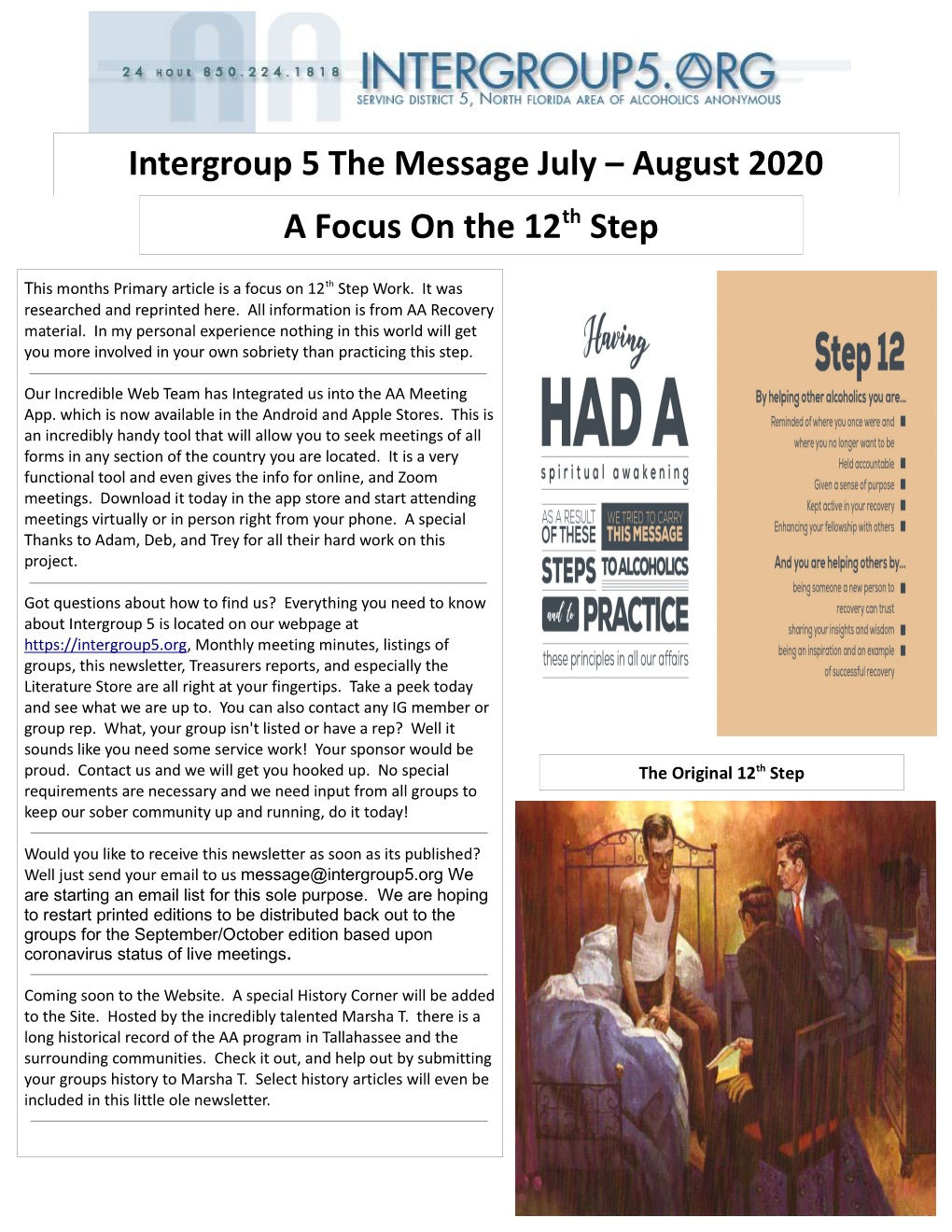 July – August 2020 a Focus on the 12Th Step