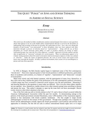 Of Jews and Jewish Thinking in American Social Science