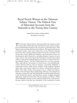 Royal French Women in the Ottoman Sultans' Harem
