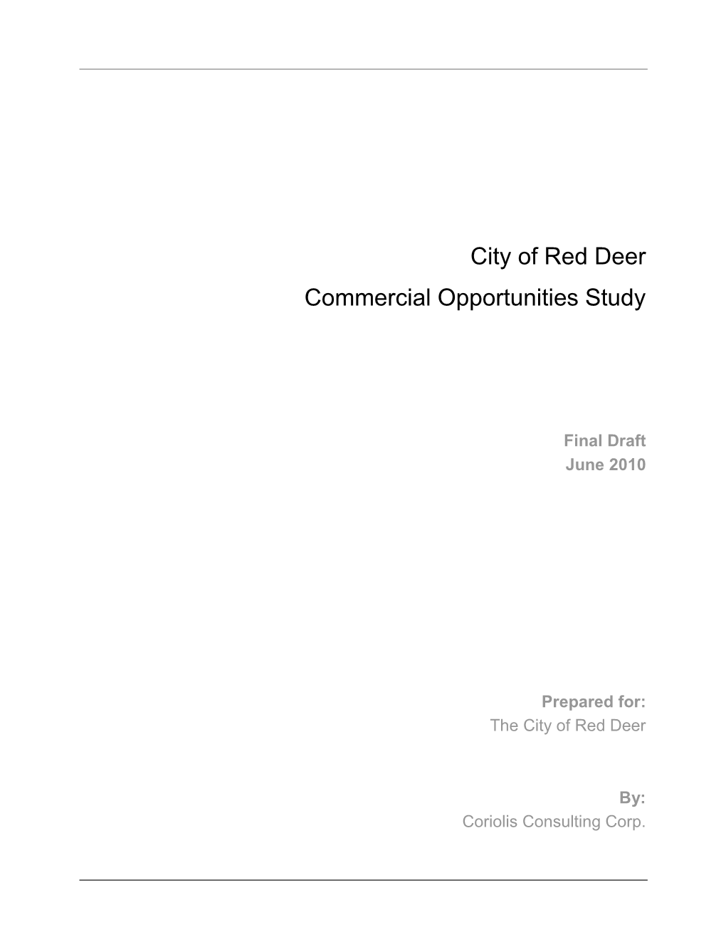 City of Red Deer Commercial Opportunities Study