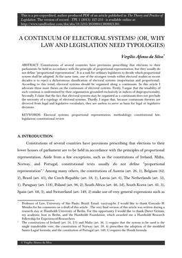 A Continuum of Electoral Systems? (Or, Why Law and Legislation Need Typologies)