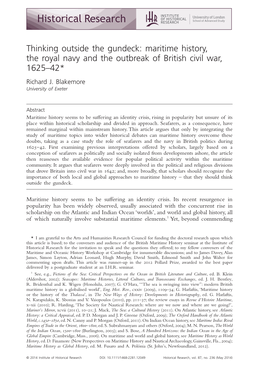 Maritime History, the Royal Navy and the Outbreak of British Civil War, 1625–42* Richard J