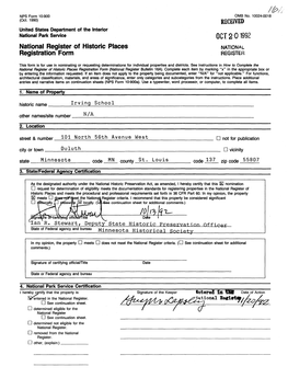 National Register of Historic Places Registration Form OCT2'01992