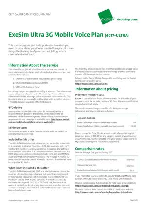 Exesim Ultra 3G Mobile Voice Plan (4G17-ULTRA)