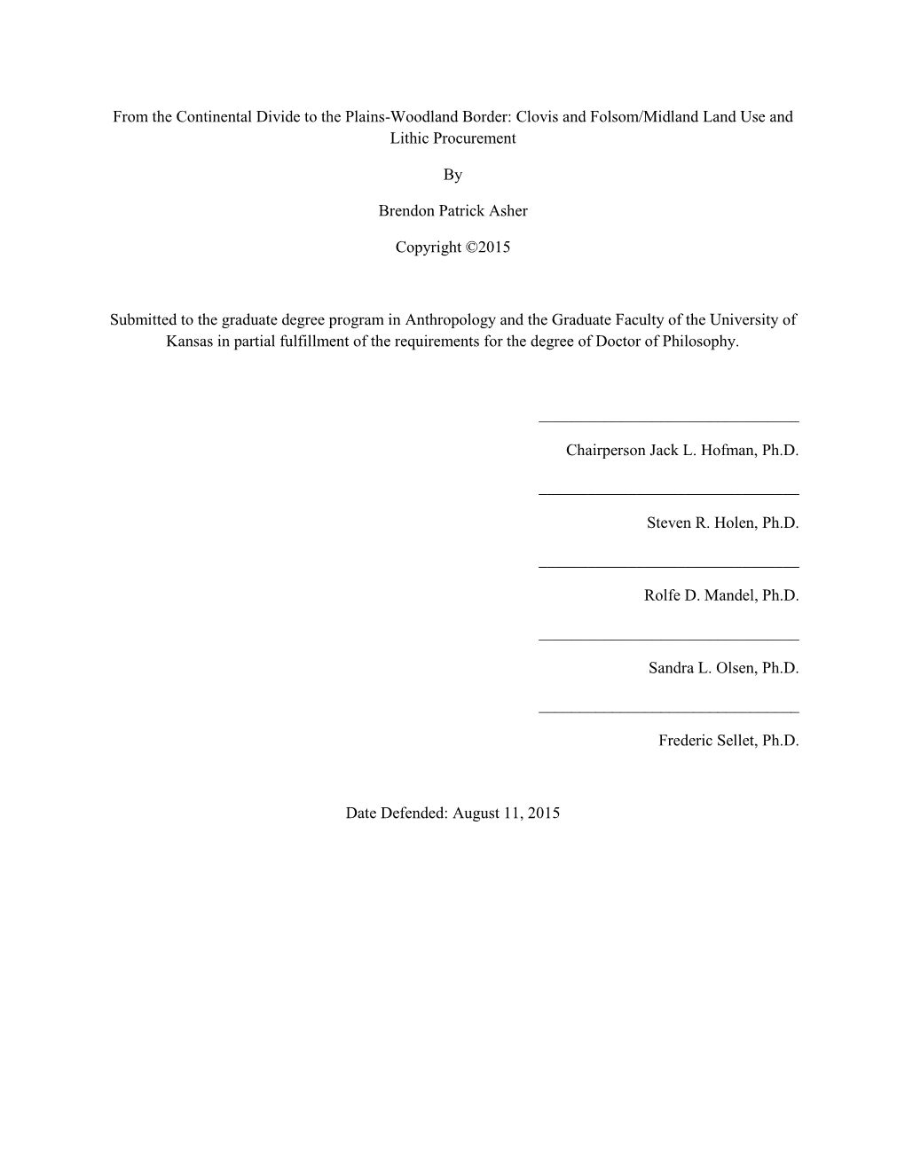 Clovis and Folsom/Midland Land Use and Lithic Procurement