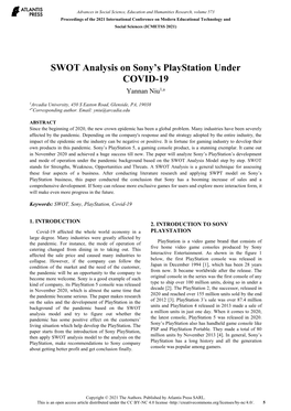SWOT Analysis on Sony's Playstation Under COVID-19