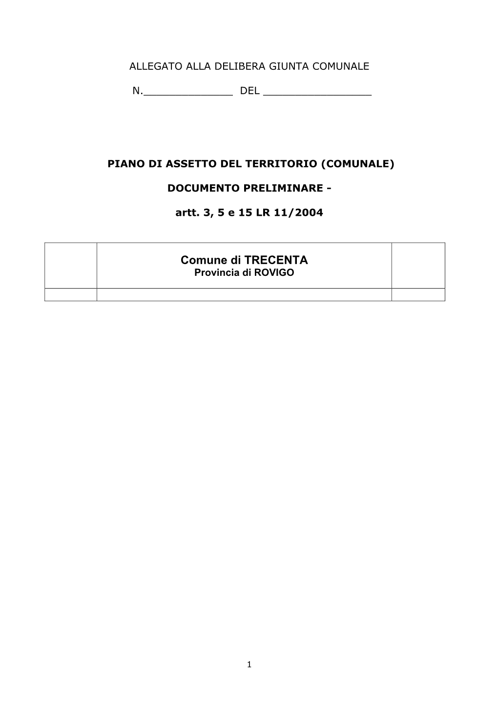 Comune Di TRECENTA Provincia Di ROVIGO