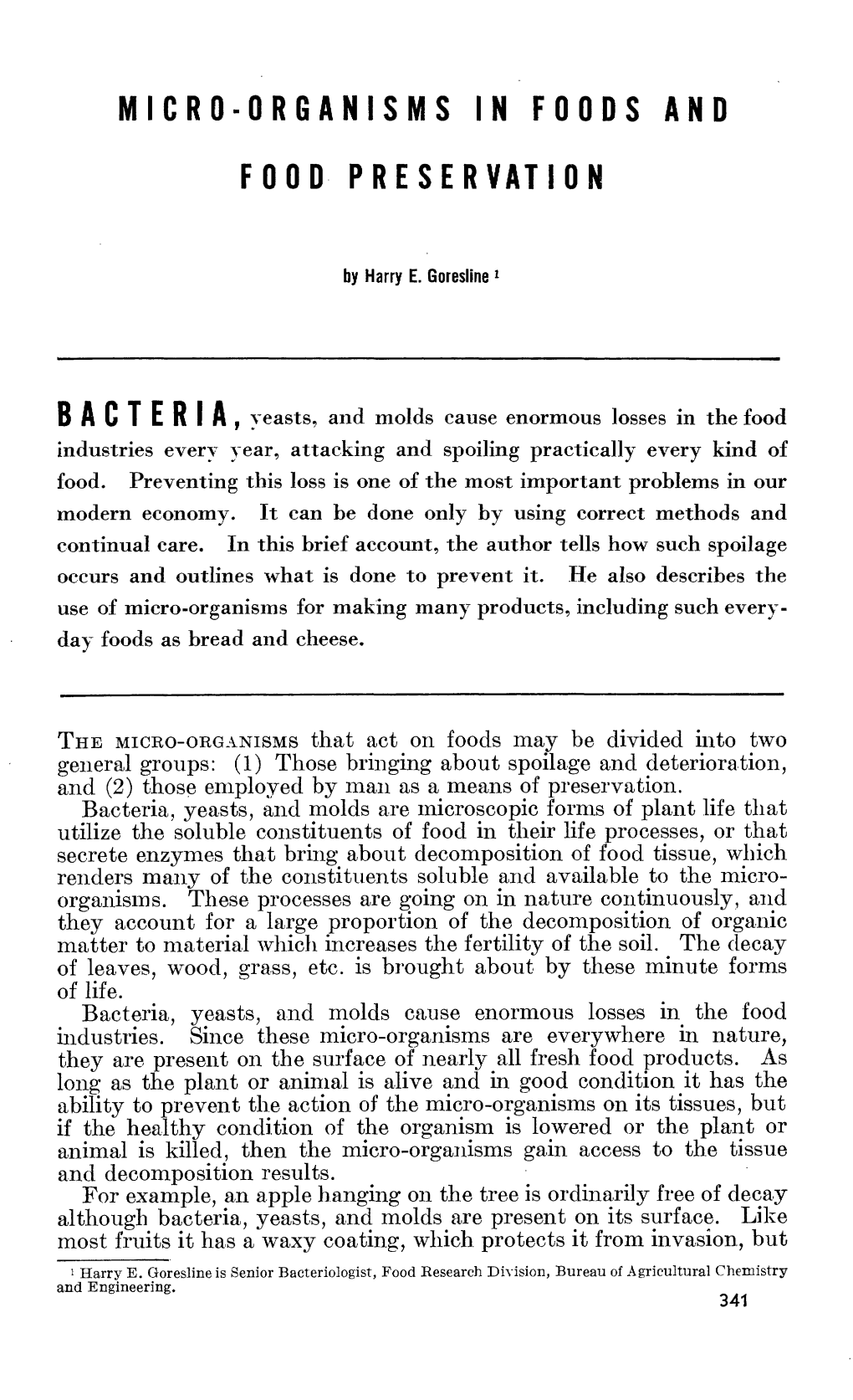 Micro-Organisms in Foods and Food Preservation