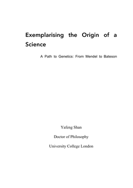 Exemplarising the Origin of a Science