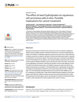 The Effect of Wool Hydrolysates on Squamous Cell Carcinoma Cells in Vitro