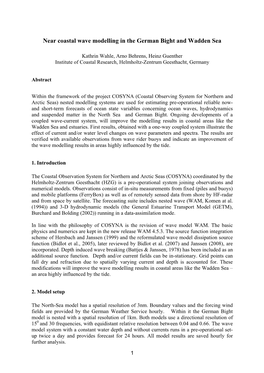 Near Coastal Wave Modelling in the German Bight and Wadden Sea