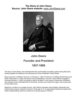 John Deere Founder and President 1837-1886
